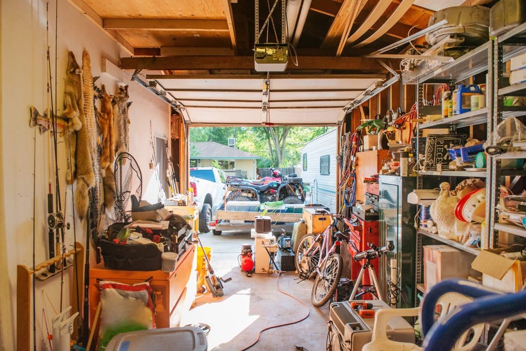a cluttered garage